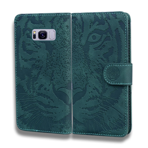 Samsung Galaxy S8 Plus Tiger Embossing Pattern Horizontal Flip Leather Case with Holder & Card Slots & Wallet(Green)