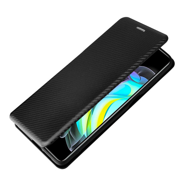 Motorola Edge 20 Carbon Fiber Texture Magnetic Horizontal Flip TPU + PC + PU Leather Case with Card Slot(Black)