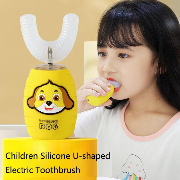 Smart Ultrasonic Toothbrush Automatic Children Silicone U-shaped Electric Toothbrush(Yellow Bear)