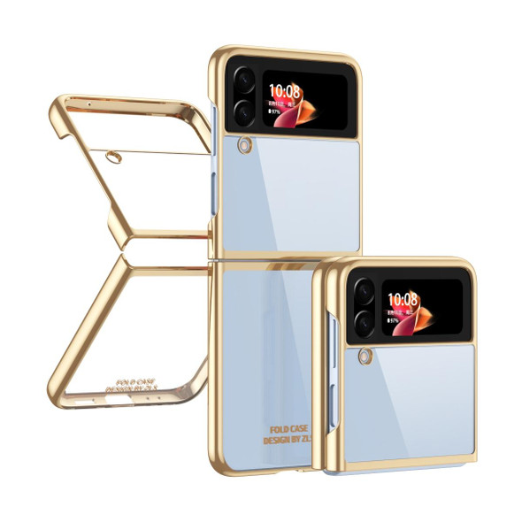 Samsung Galaxy Z Flip4 Electroplating Transparent Phone Case(Gold)