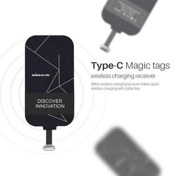 NILLKIN Magic Tag QI Standard Wireless Charging Receiver with USB-C / Type-C Port(Black)