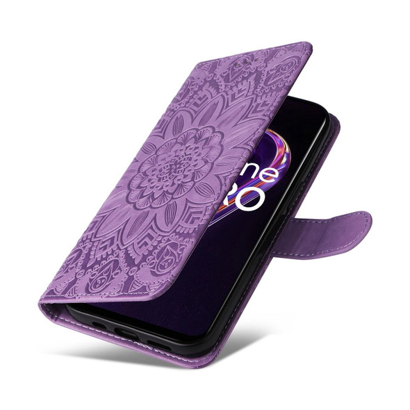 OPPO Realme 9 Pro+ Embossed Sunflower Leather Phone Case(Purple)