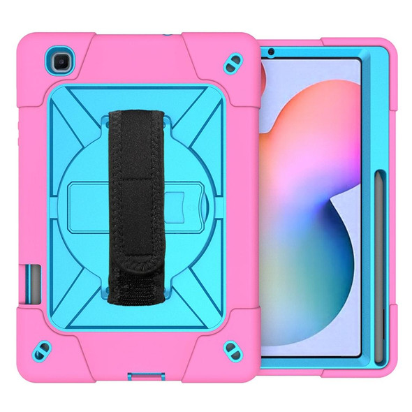 Samsung Galaxy Tab S6 Lite P610 Contrast Color Robot Silicone + PC Tablet Case(Rose Red Blue)