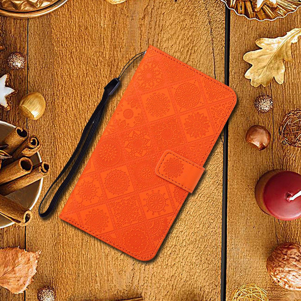 Ethnic Style Embossed Pattern Horizontal Flip Leatherette Case with Holder & Card Slots & Wallet & Lanyard - iPhone XS / X(Orange)