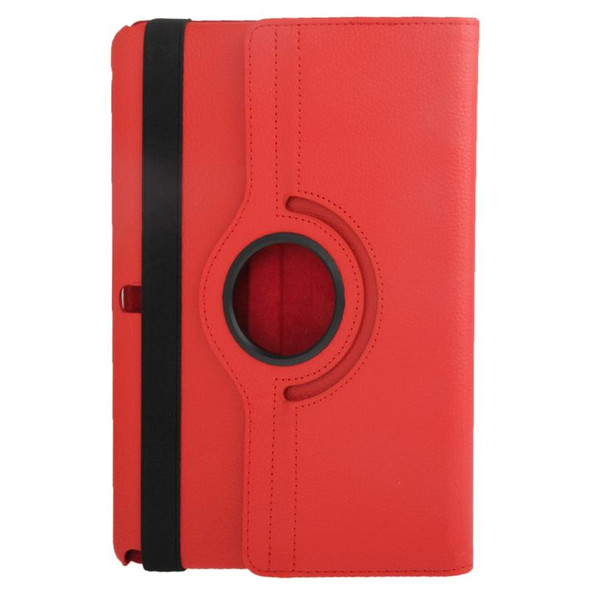 360 Degree Rotatable Litchi Texture Leatherette Case with 2-angle Viewing Holder for Galaxy Note 10.1 (2014 Edition)/ P600, Red(Red)