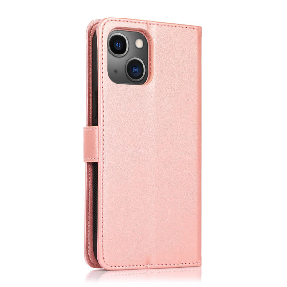 Calf Texture 2 in 1 Detachable Magnetic Back Cover Horizontal Flip Leatherette Case with Holder & Card Slots & Wallet & Photo Frame - iPhone 13(Rose Gold)