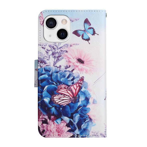 Painted Pattern Horizontal Flip Leather Case with Holder & Card Slot & Wallet - iPhone 13 mini(Purple Butterfly)