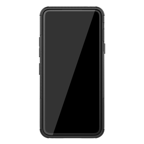 LG V50S ThinQ 5G / G8X ThinQ Tire Texture Shockproof TPU+PC Protective Case with Holder(Black)