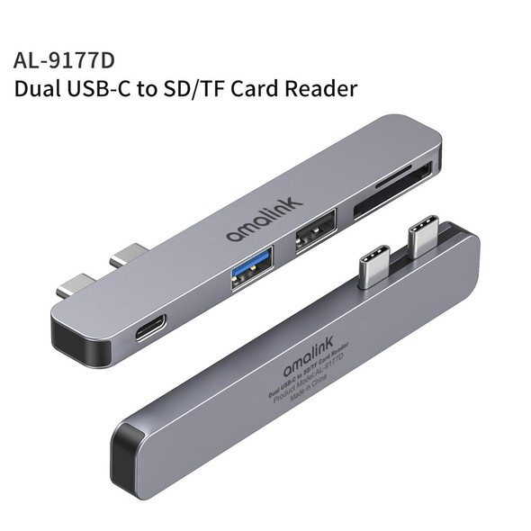 amalink 9177D Dual Type-C / USB-C to SD/TF Card Reader(Grey)
