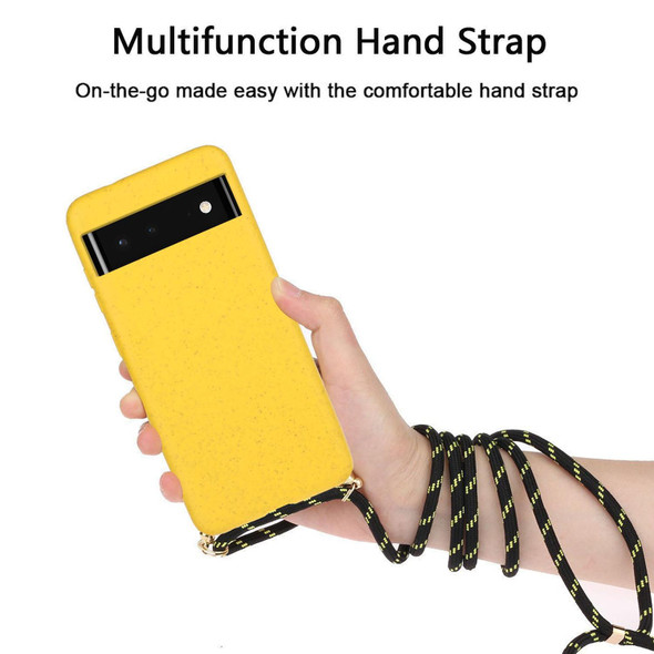 Google Pixel 6 Pro Wheat Straw Material + TPU Protective Case with Lanyard(Yellow)