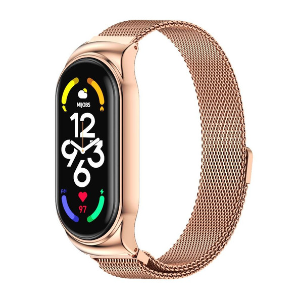 Xiaomi Mi Band 7 / 7 NFC MIJOBS CS Milan Magnetic Stainless Steel Watch Band(Rose Gold)