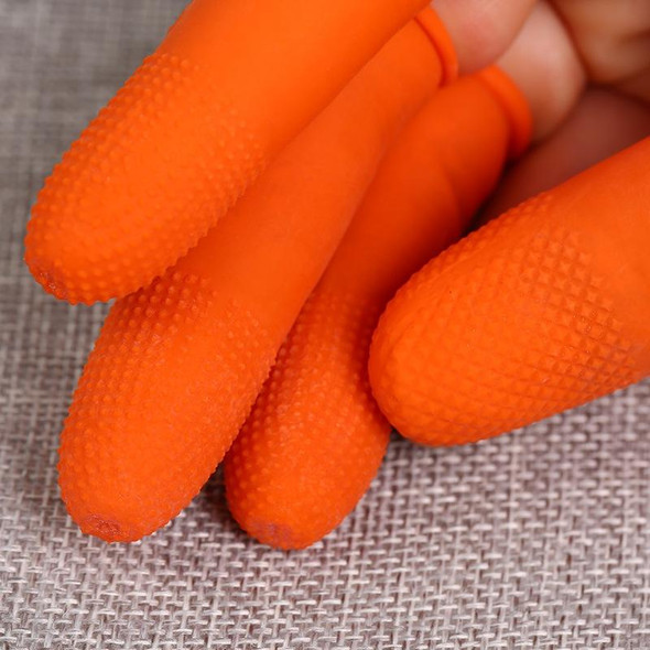 100 PCS Antistatic Antislip Durable Fingertips Latex Protective Gloves, Size: M, 2.6*6.3cm(Orange)