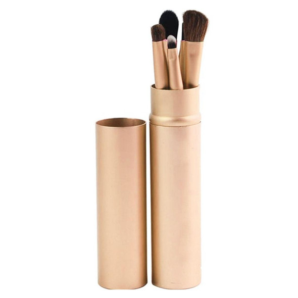 5 PCS Handle Eyes Makeup Brush Set with Aluminum Tube(Gold)