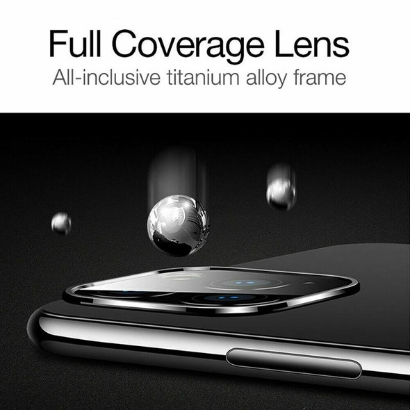 Titanium Alloy Camera Lens Protector Tempered Glass Film for iPhone 11 Pro / 11 Pro Max (Black)