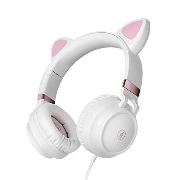 P28 Cat Ear Wired Headphone Music Stereo Headset with Microphone