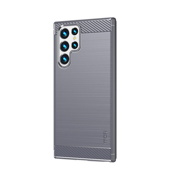 Samsung Galaxy S22 Ultra 5G MOFI Gentleness Series Brushed Texture Carbon Fiber Soft TPU Case(Gray)
