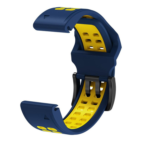 Garmin Fenix 7X 26mm Two-Color Two-Hole Silicone Quick Release Watch Band(Blue Yellow)