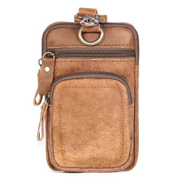 6386 Men Retro Cowhide Multifunctional Sports Belt Waist Bag(Brown)