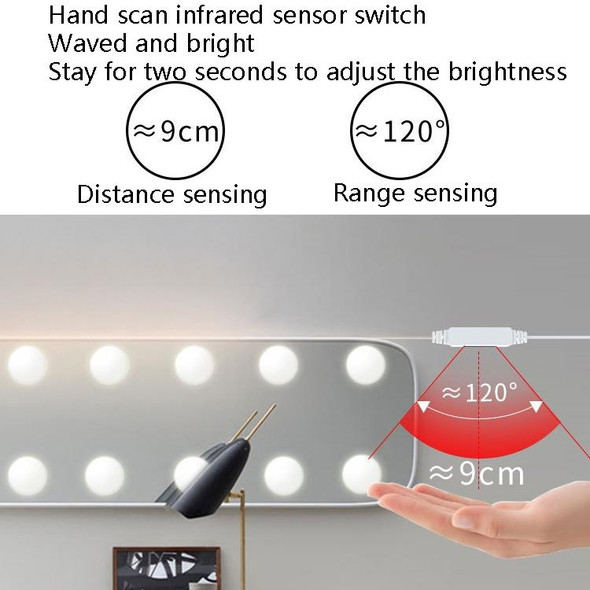 LED Makeup Lamp Mirror Front Beauty Fill Light Hand Sweep Sensation Lamp, Power source: 10 Bulbs