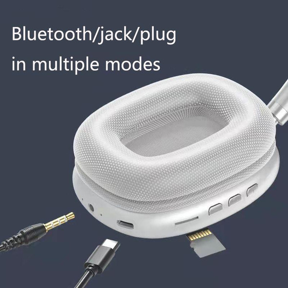 P9 Bluetooth 5.1 Subwoofer Wireless Headset Support AUX / TF Card(White)