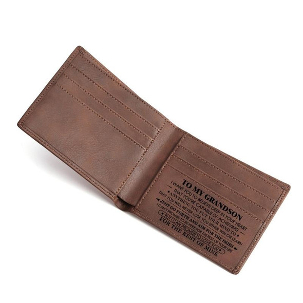 Vintage PU Leather Men Lettering Wallet(02 To Grandson)
