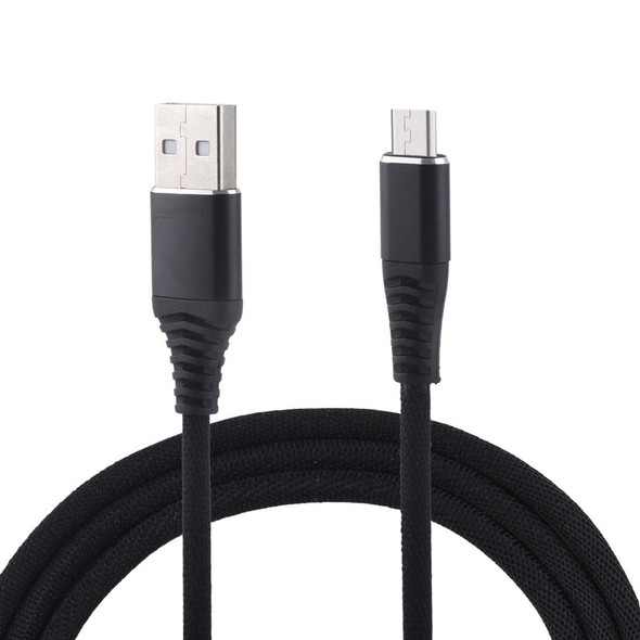 1m Cloth Braided Cord USB A to Micro USB Data Sync Charge Cable, - Galaxy, Huawei, Xiaomi, LG, HTC and Other Smart Phones (Black)
