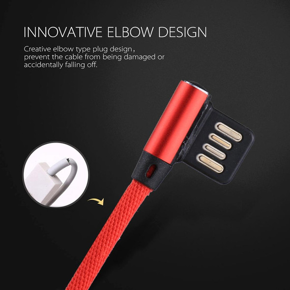 1m 2.4A Output USB to USB-C / Type-C Double Elbow Design Nylon Weave Style Data Sync Charging Cable, - Galaxy S8 & S8 + / LG G6 / Huawei P10 & P10 Plus / Xiaomi Mi 6 & Max 2 and other Smartphones(Red)