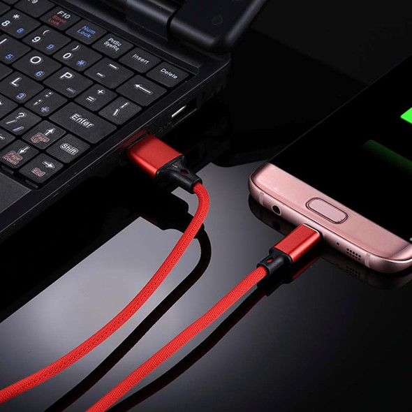 1m 2A Output USB to Micro USB Nylon Weave Style Data Sync Charging Cable, - Samsung, Huawei, Xiaomi, HTC, LG, Sony, Lenovo and other Smartphones(Red)