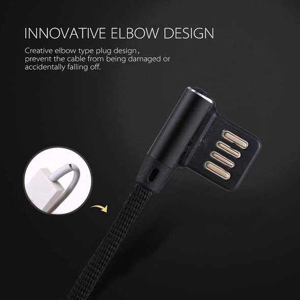 1m 2.4A Output USB to USB-C / Type-C Double Elbow Design Nylon Weave Style Data Sync Charging Cable, - Galaxy S8 & S8 + / LG G6 / Huawei P10 & P10 Plus / Xiaomi Mi 6 & Max 2 and other Smartphones(Black)