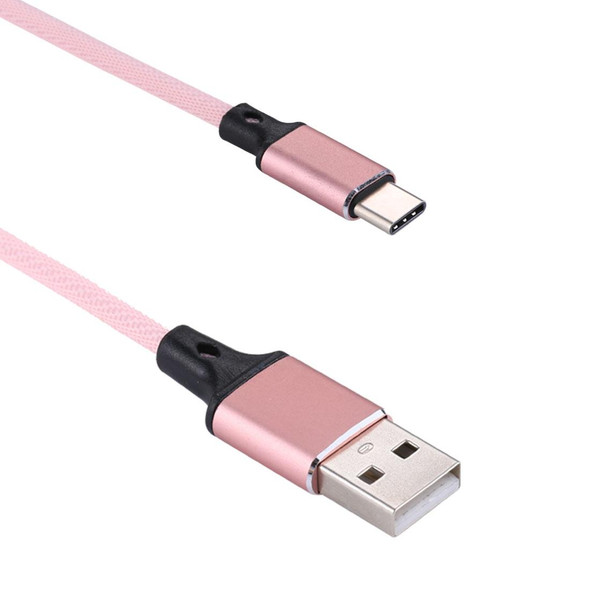 1m 2A Output USB to USB-C / Type-C Nylon Weave Style Data Sync Charging Cable, - Galaxy S8 & S8 + / LG G6 / Huawei P10 & P10 Plus / Xiaomi Mi 6 & Max 2 and other Smartphones(Pink)