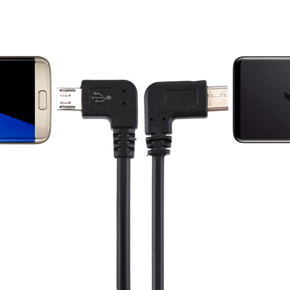 USB-C / Type-C Male Elbow to Micro USB Male Elbow Adapter Cable, Total Length: about 25cm, - Samsung, Huawei, Xiaomi, HTC, Meizu, Sony and other Smartphones