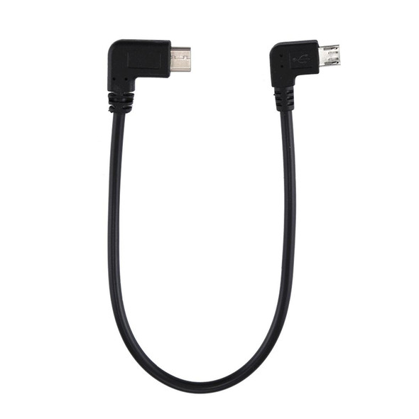 USB-C / Type-C Male Elbow to Micro USB Male Elbow Adapter Cable, Total Length: about 25cm, - Samsung, Huawei, Xiaomi, HTC, Meizu, Sony and other Smartphones