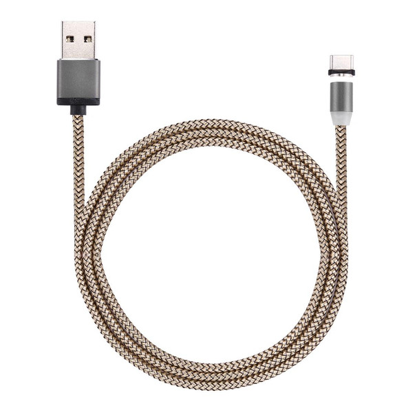 360 Degree Rotation 1m Weave Style USB-C / Type-C to USB 2.0 Strong Magnetic Charger Cable with LED Indicator for Samsung Galaxy S8 & S8 + / LG G6 / Huawei P10 & P10 Plus / Oneplus 5 and other Smartphones (Gold)