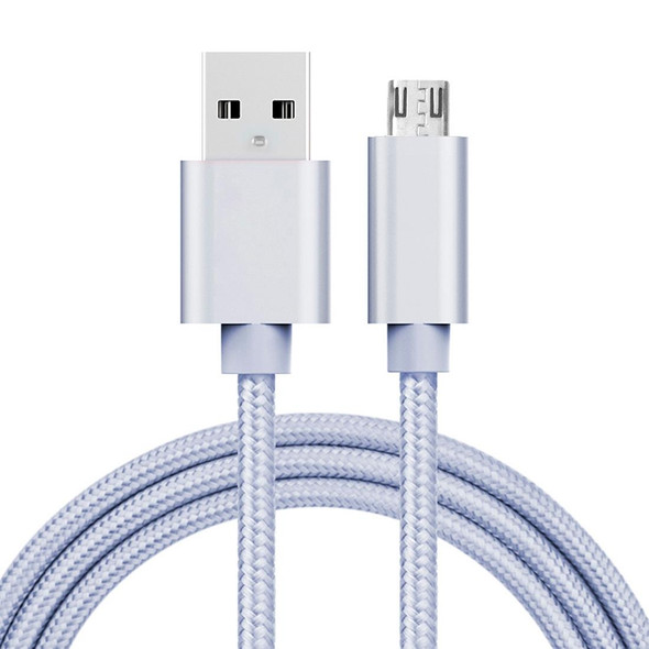1m 3A Woven Style Metal Head Micro USB to USB Data / Charger Cable, - Samsung / Huawei / Xiaomi / Meizu / LG / HTC and Other Smartphones(Silver)