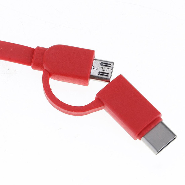 1m 2A Two in One Retractable Micro USB to Type-C Data Sync Charging Cable, -  Galaxy, Huawei, Xiaomi, LG, HTC and Other Smart Phones, Rechargeable Devices(Red)