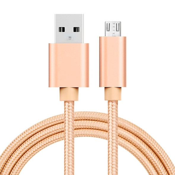 1m 3A Woven Style Metal Head Micro USB to USB Data / Charger Cable, - Samsung / Huawei / Xiaomi / Meizu / LG / HTC and Other Smartphones(Gold)