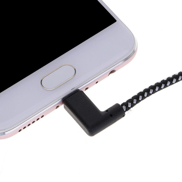 20cm 2A USB to USB-C / Type-C Nylon Weave Style Double Elbow Data Sync Charging Cable, - Galaxy S8 & S8 + / LG G6 / Huawei P10 & P10 Plus / Xiaomi Mi 6 & Max 2 and other Smartphones