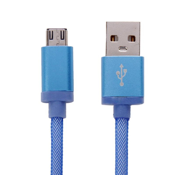 25cm Net Style Metal Head Micro USB to USB 2.0 Data / Charger Cable, Net Style Metal Head Micro USB to USB 2.0 Data / Charger Cable for Galaxy S6 / S6 edge / S6 edge+ / Note 5 Edge, HTC, Sony, Length: 25cm(Blue)