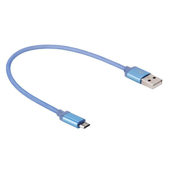 25cm Net Style Metal Head Micro USB to USB 2.0 Data / Charger Cable, Net Style Metal Head Micro USB to USB 2.0 Data / Charger Cable for Galaxy S6 / S6 edge / S6 edge+ / Note 5 Edge, HTC, Sony, Length: 25cm(Blue)