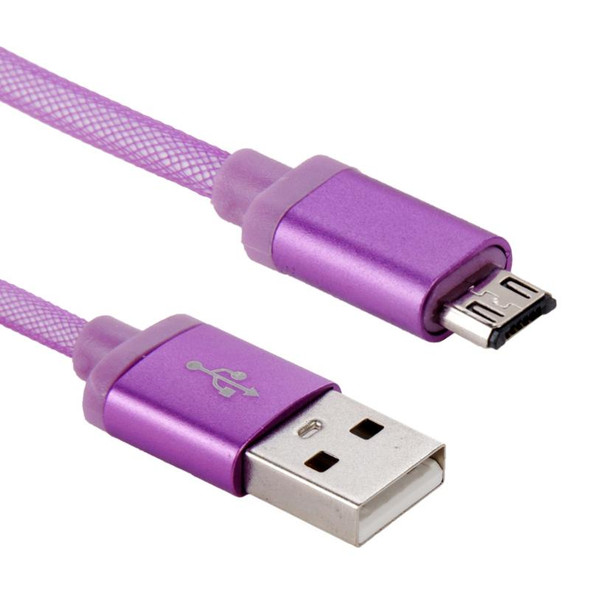 25cm Net Style Metal Head Micro USB to USB 2.0 Data / Charger Cable, Net Style Metal Head Micro USB to USB 2.0 Data / Charger Cable for Galaxy S6 / S6 edge / S6 edge+ / Note 5 Edge, HTC, Sony, Length: 25cm(Purple)