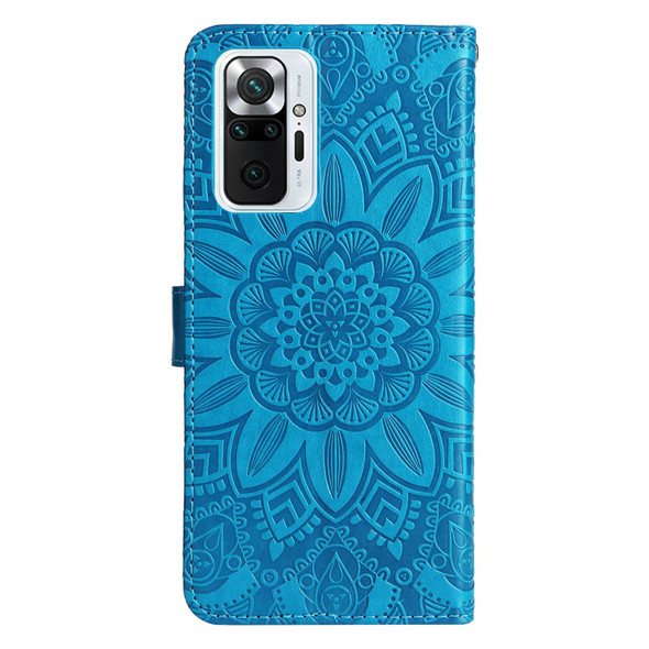 Xiaomi Redmi Note 10 Pro / Note 10 Pro Max Embossed Sunflower Leather Phone Case(Blue)