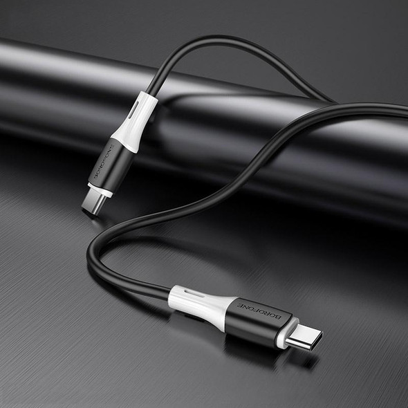 Borofone BX79 Type-C / USB-C to Type-C / USB-C 60W Silicone Sync Data Charging Cable, Length: 1m(Black)