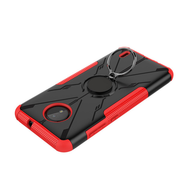 Nokia C10 / C20 Armor Bear Shockproof PC + TPU Phone Protective Case with Ring Holder(Red)