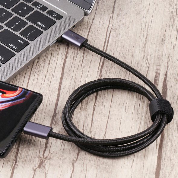 140W USB 2.0 USB-C / Type-C Male to USB-C / Type-C Male Braided Data Cable, Cable Length:2m(Black)