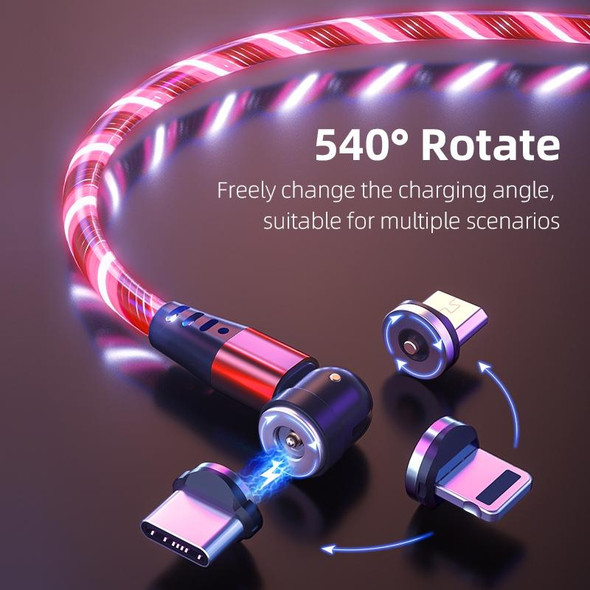 3 in 1 2.4A USB to 8 Pin + Micro USB + USB-C / Type-C 540 Degree Bendable Streamer Magnetic Data Cable, Cable Length: 1m (Colour)