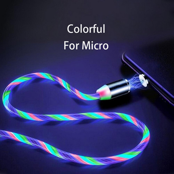 USB to Micro USB Magnetic Suction Colorful Streamer Mobile Phone Charging Cable, Length: 1m(Color Light)