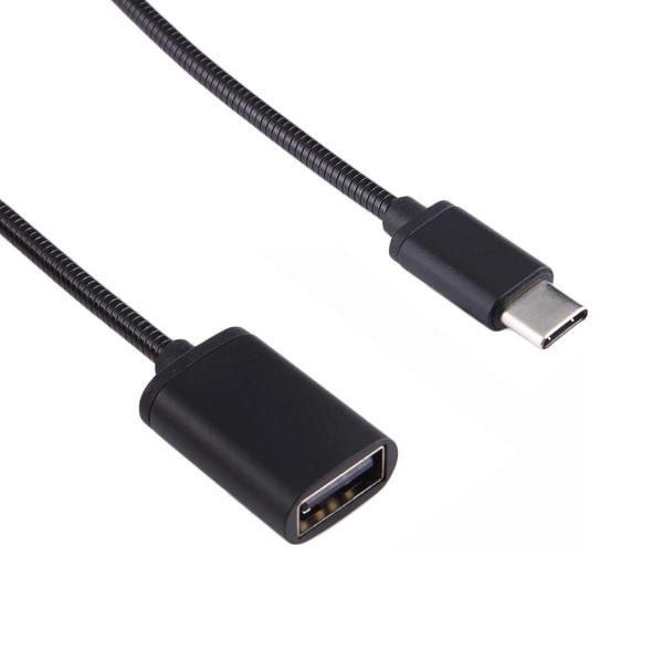 8.3cm USB Female to Type-C Male Metal Wire OTG Cable Charging Data Cable, - Galaxy S8 & S8 + / LG G6 / Huawei P10 & P10 Plus / Oneplus 5 / Xiaomi Mi6 & Max 2 /and other Smartphones(Black)