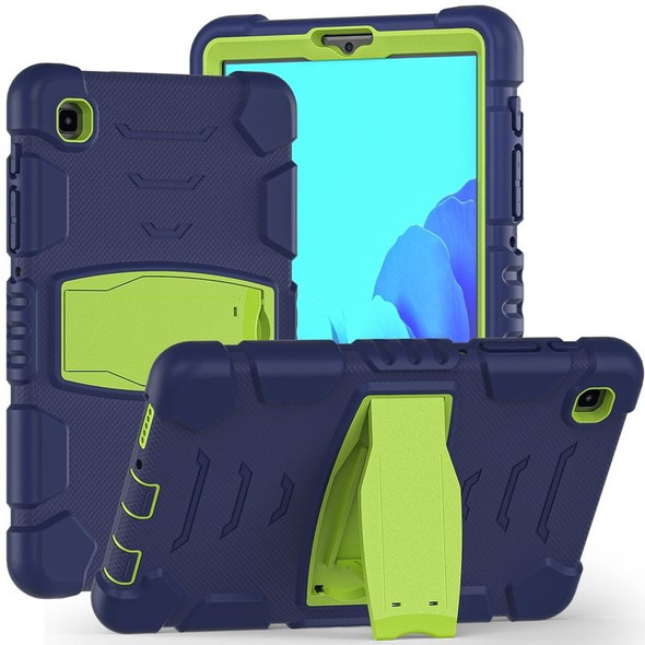 Samsung Galaxy Tab A7 Lite 8.7 inch 2021 3-Layer Protection Screen Frame + PC + Silicone Shockproof Combination Case with Holder(NavyBlue+Lime)