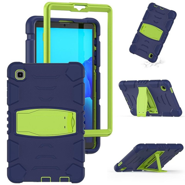 Samsung Galaxy Tab A7 Lite 8.7 inch 2021 3-Layer Protection Screen Frame + PC + Silicone Shockproof Combination Case with Holder(NavyBlue+Lime)