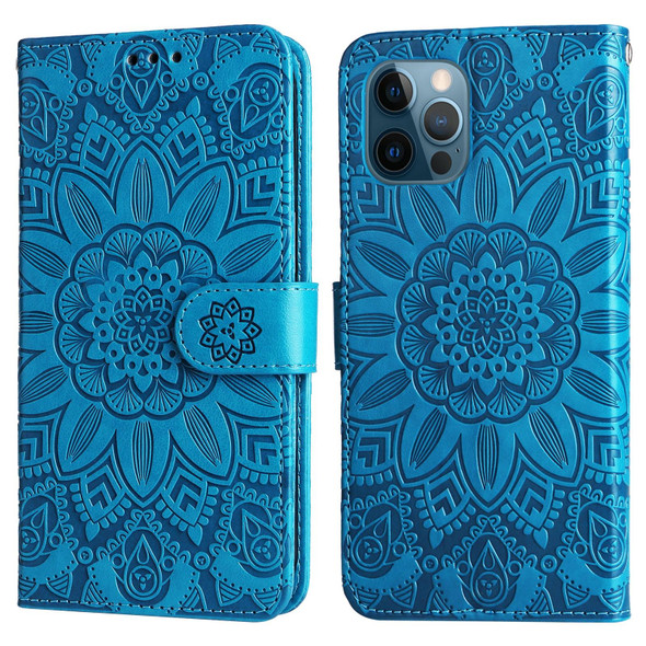 Embossed Sunflower Leatherette Phone Case - iPhone 12 Pro Max(Blue)